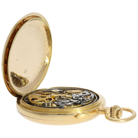 Swiss gold quarter repeating chronograph watch Circa 1910 Swiss gold quarter repeating chronograph watch Circa 1910