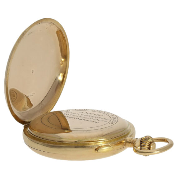 Swiss gold quarter repeating chronograph watch Circa 1910 Swiss gold quarter repeating chronograph watch Circa 1910