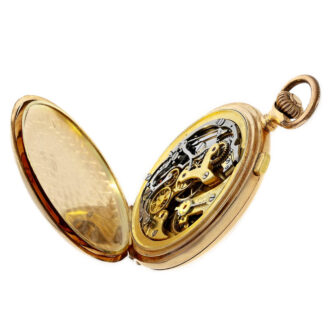 German gold hunting cased pocket watch with chronograph Circa 1910