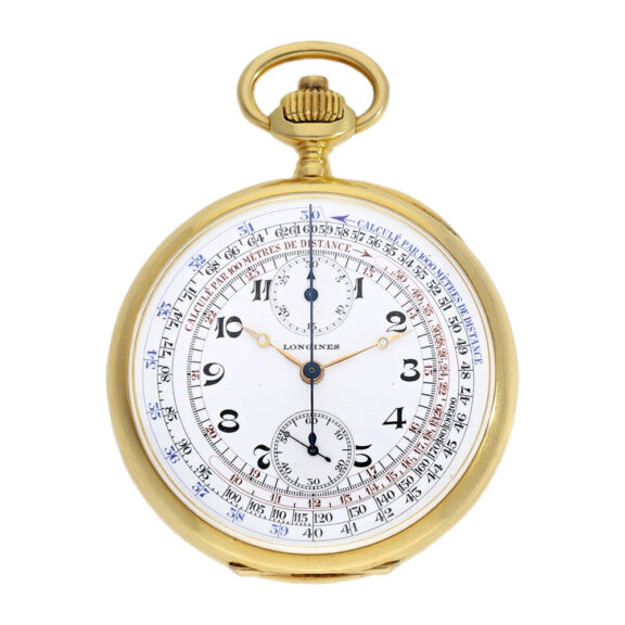 Swiss gold watch with chronograph and tachy scale Circa 1925