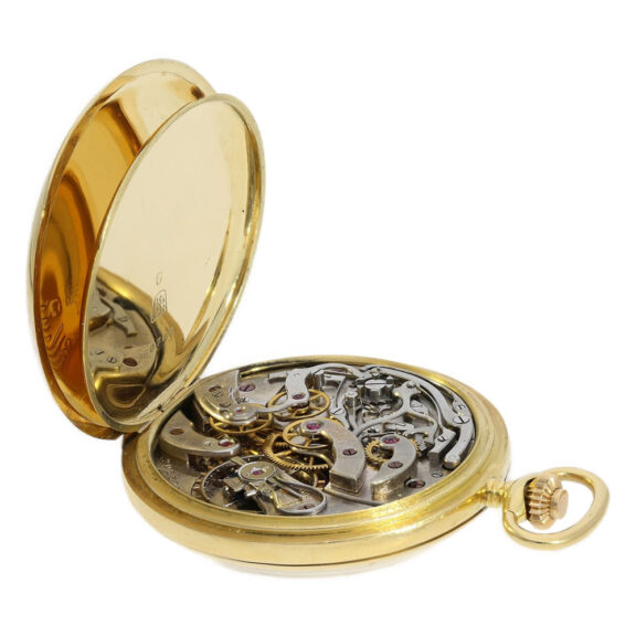 Swiss gold open faced pocket watch with chronograph Circa 1920 Swiss gold open faced pocket watch with chronograph Circa 1920