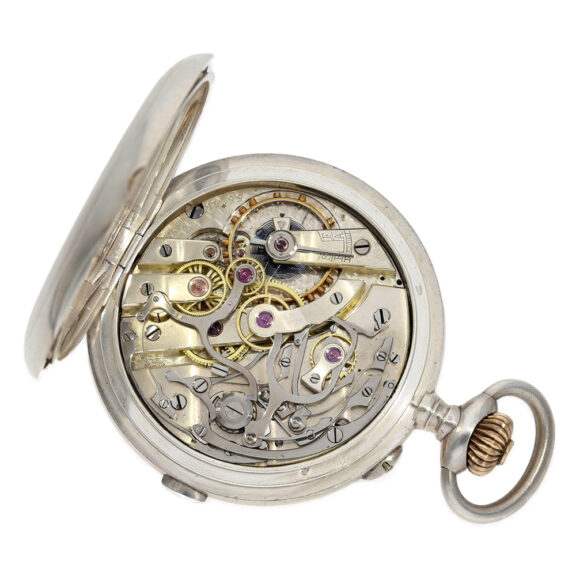 Rare Swiss silver hunting cased chronograph Circa 1910 Rare Swiss silver hunting cased chronograph Circa 1910