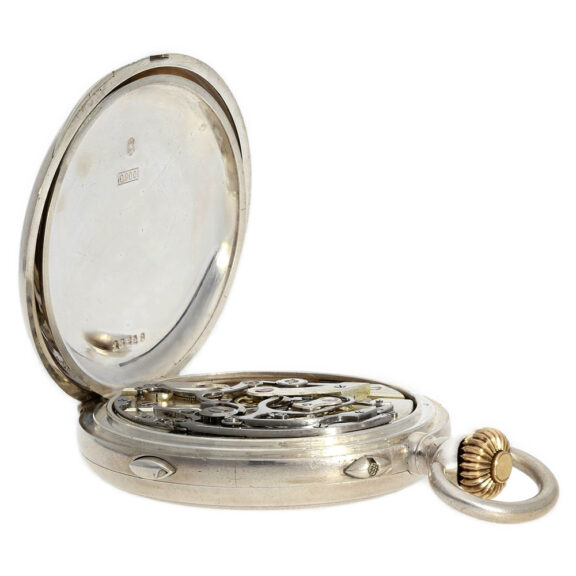 Rare Swiss silver hunting cased chronograph Circa 1910 Rare Swiss silver hunting cased chronograph Circa 1910