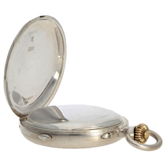 Rare Swiss silver hunting cased chronograph Circa 1910 Rare Swiss silver hunting cased chronograph Circa 1910