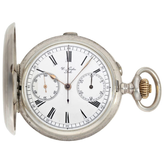 Rare Swiss silver hunting cased chronograph Circa 1910