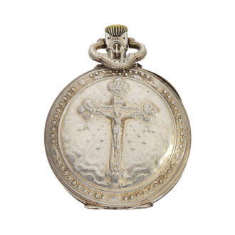 French silver watch with crucifixion scene of Jesus Circa 1880