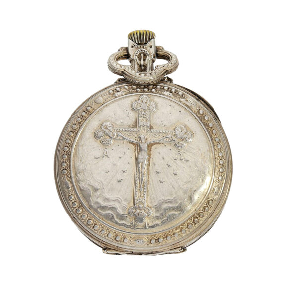 French silver watch with crucifixion scene of Jesus Circa 1880 French silver watch with crucifixion scene of Jesus Circa 1880