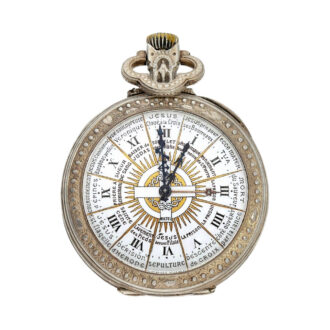French silver watch with crucifixion scene of Jesus Circa 1880