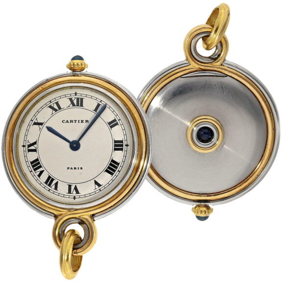 French gold and steel Art Deco pendant watch Circa 1920-1939