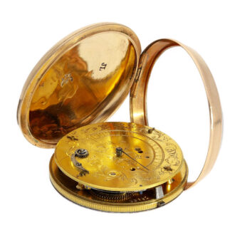 Rare gold verge pocket watch with visible balance Circa 1800