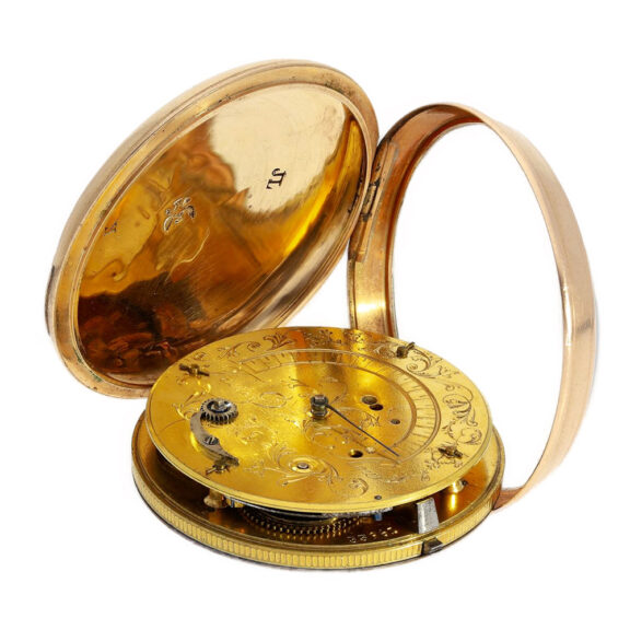 Rare gold verge pocket watch with visible balance Circa 1800 Rare gold verge pocket watch with visible balance Circa 1800