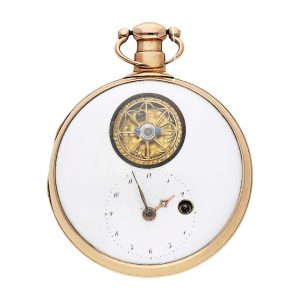 Rare gold verge pocket watch with visible balance Circa 1800