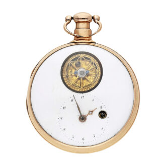 Rare gold verge pocket watch with visible balance Circa 1800
