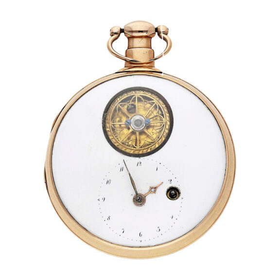 Rare gold verge pocket watch with visible balance Circa 1800