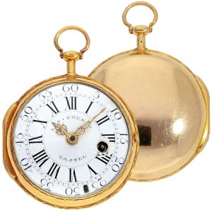 Fine French 20K gold Louis XV verge pocket watch Circa 1762-1768