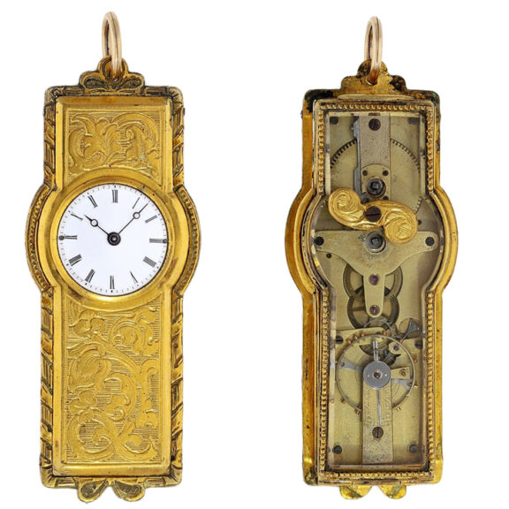 Unusual form pendant clock with rare framework Circa 1830