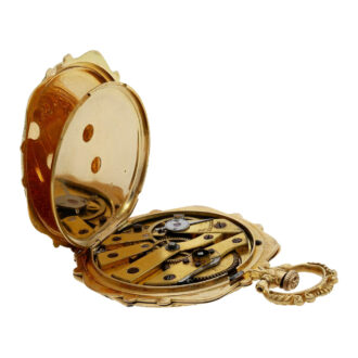 Swiss 18K gold and enamel ladies form pocket watch Circa 1840