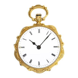 Swiss 18K gold and enamel ladies form pocket watch Circa 1840