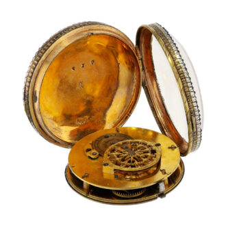 Large enamel verge pocket watch set with gemstones Circa 1800 Large enamel verge pocket watch set with gemstones Circa 1800