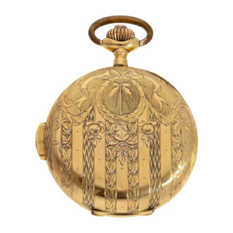 Swiss gold Art Nouveau minute repeating hunter watch Circa 1910