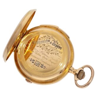 Swiss 18K gold quarter repeating hunter with chronograph Circa 1900