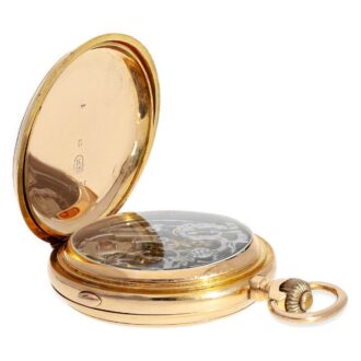 Swiss 18K gold quarter repeating hunter with chronograph Circa 1900