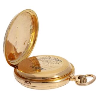Swiss 18K gold quarter repeating hunter with chronograph Circa 1900