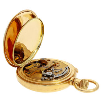 American 18K gold hunting cased watch with chronograph Circa 1881