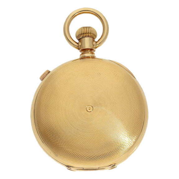 American 18K gold hunting cased watch with chronograph Circa 1881 American 18K gold hunting cased watch with chronograph Circa 1881