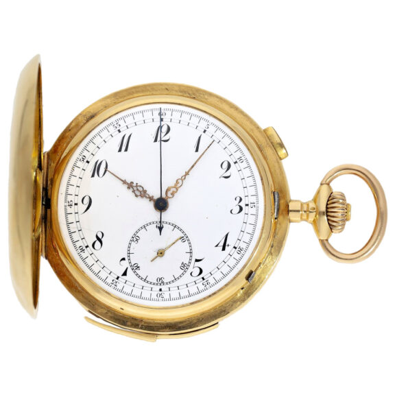 Large 18K gold minute repeating hunter with chronograph Circa 1900