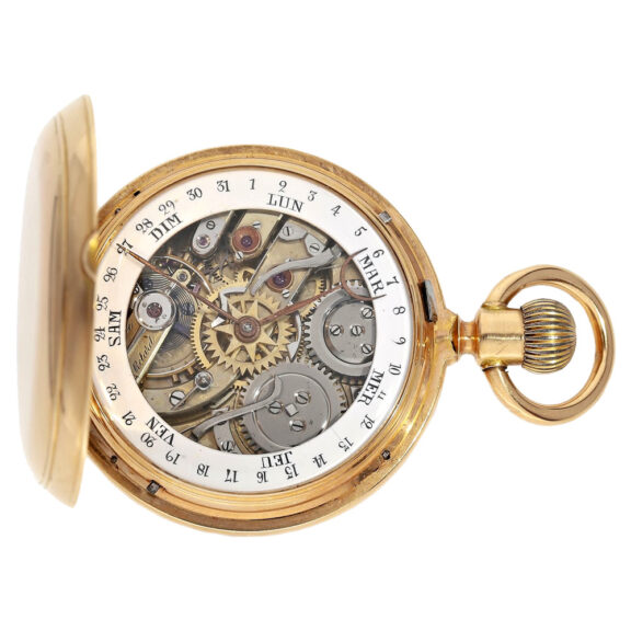 Swiss 18K pink gold double-dialled keyless watch Circa 1890 Swiss 18K pink gold double-dialled keyless watch Circa 1890