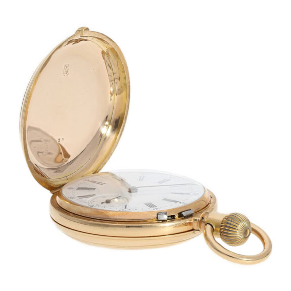 Swiss 18K pink gold double-dialled keyless watch Circa 1890 Swiss 18K pink gold double-dialled keyless watch Circa 1890