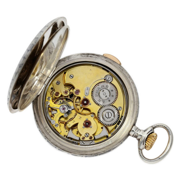 Rare Swiss niello silver quarter repeating pocket watch Circa 1914 Rare Swiss niello silver quarter repeating pocket watch Circa 1914