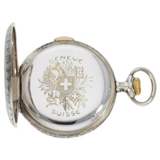 Rare Swiss niello silver quarter repeating pocket watch Circa 1914
