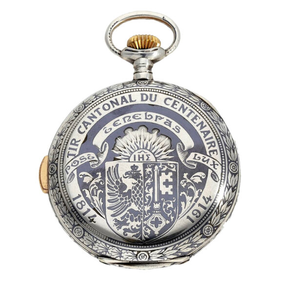 Rare Swiss niello silver quarter repeating pocket watch Circa 1914 Rare Swiss niello silver quarter repeating pocket watch Circa 1914