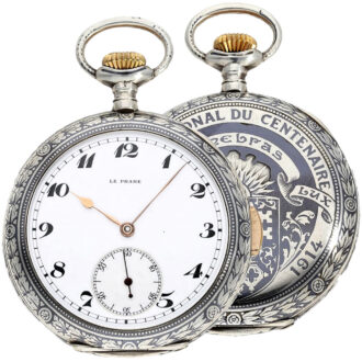 Rare Swiss niello silver quarter repeating pocket watch Circa 1914
