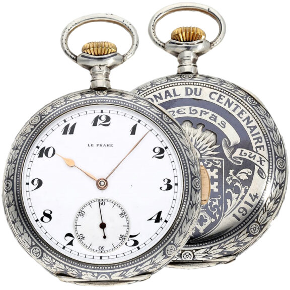 Rare Swiss niello silver quarter repeating pocket watch Circa 1914