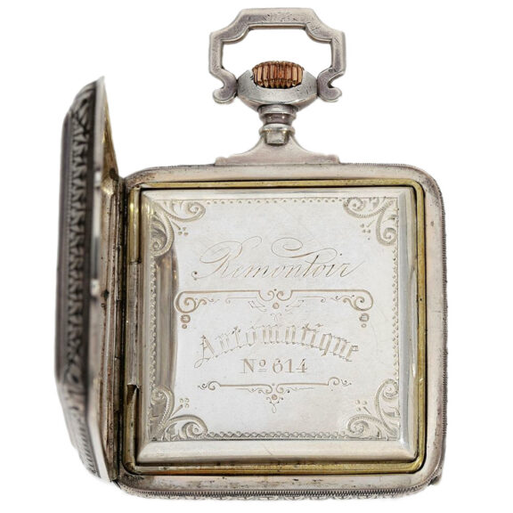 Austrian automatic winding square silver watch Circa 1880 Austrian automatic winding square silver watch Circa 1880