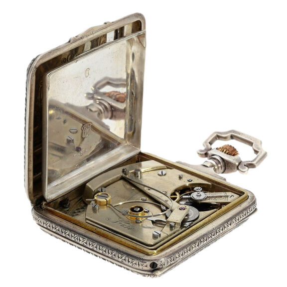Austrian automatic winding square silver watch Circa 1880 Austrian automatic winding square silver watch Circa 1880