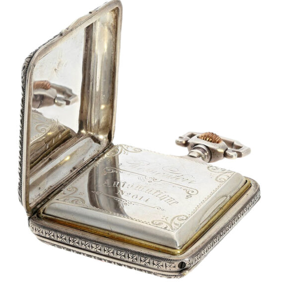 Austrian automatic winding square silver watch Circa 1880 Austrian automatic winding square silver watch Circa 1880