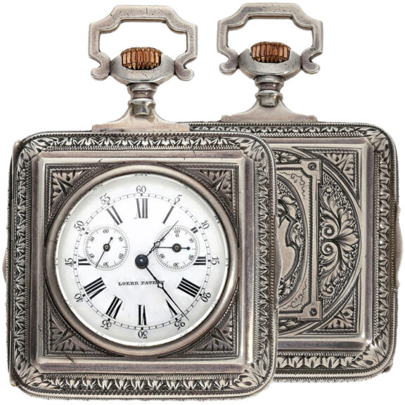 Austrian automatic winding square silver watch Circa 1880