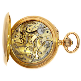 Swiss 18K gold open faced pocket watch with chronograph Circa 1890 Swiss 18K gold open faced pocket watch with chronograph Circa 1890