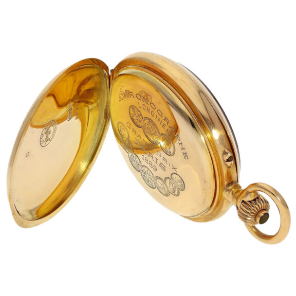 Swiss 18K gold open faced pocket watch with chronograph Circa 1890 Swiss 18K gold open faced pocket watch with chronograph Circa 1890