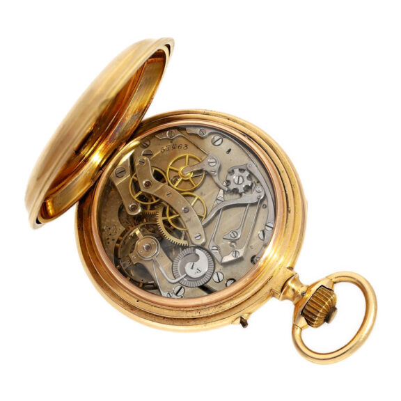 Swiss 18K gold pocket watch with chronograph Circa 1890 Swiss 18K gold pocket watch with chronograph Circa 1890
