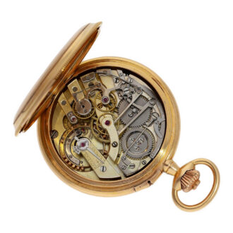 French red gold open faced lever with chronograph Circa 1890 French red gold open faced lever with chronograph Circa 1890