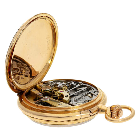 French red gold open faced lever with chronograph Circa 1890 French red gold open faced lever with chronograph Circa 1890