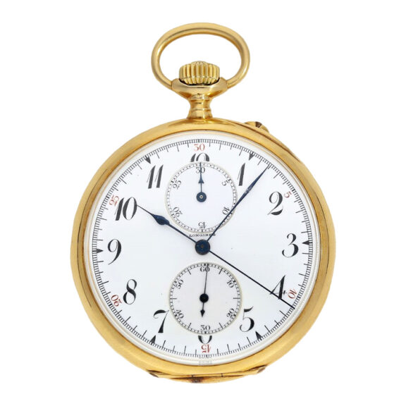 Rare Swiss 18K gold pocket watch with chronograph Circa 1922 Rare Swiss 18K gold pocket watch with chronograph Circa 1922