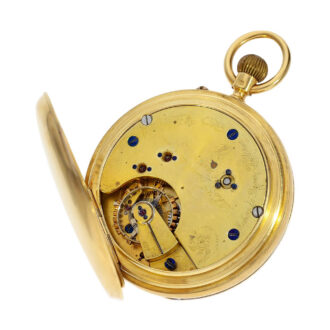 English 18K gold half hunter watch with power reserve Circa 1901