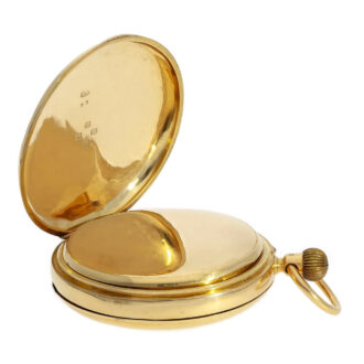 English 18K gold half hunter watch with power reserve Circa 1901