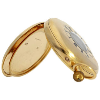 English 18K gold half hunter watch with power reserve Circa 1901